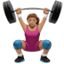 🏋🏽‍♀️ woman lifting weights: medium skin tone display on Apple